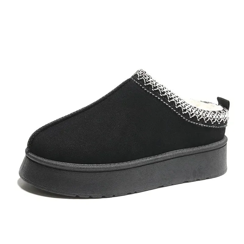 New Winter Retro Women's Suede Leather Loafer Boots