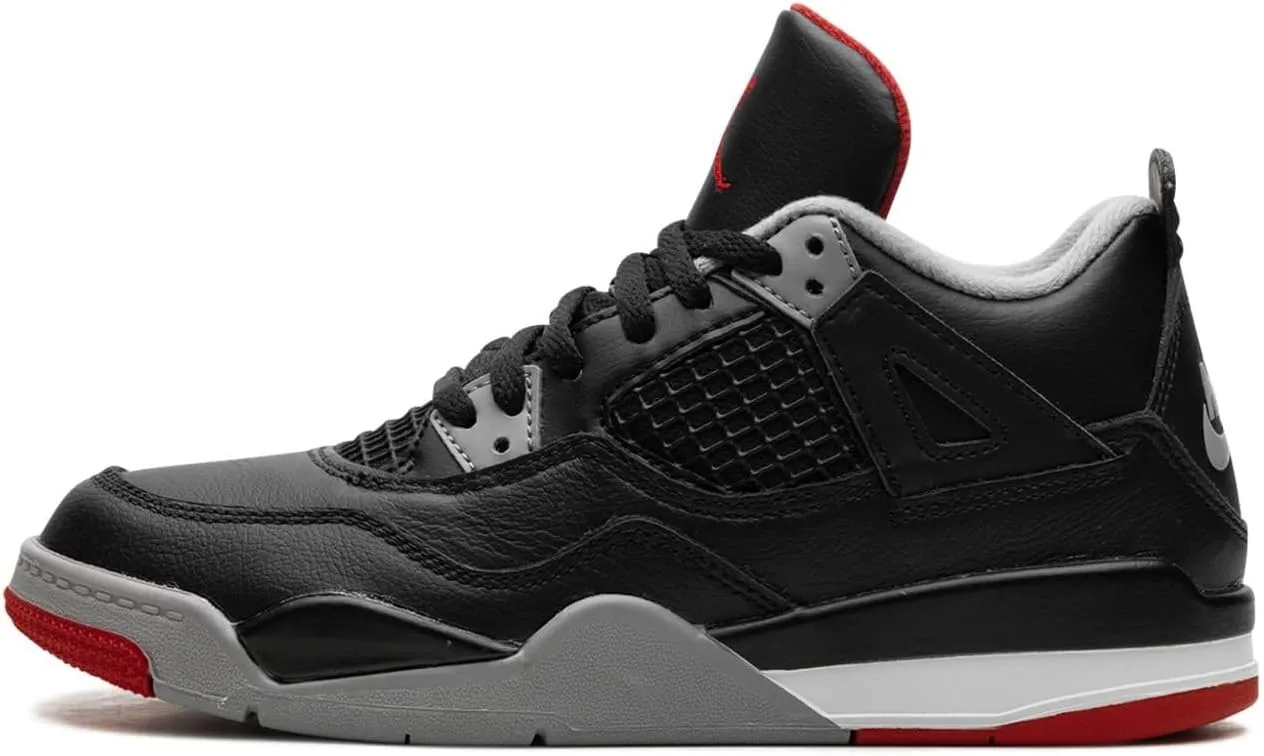 NIKE Jordan 4 “Bred Reimagined” Pre School Size 10.5C Black/Fire Red-Cement Grey (BQ7669-006)