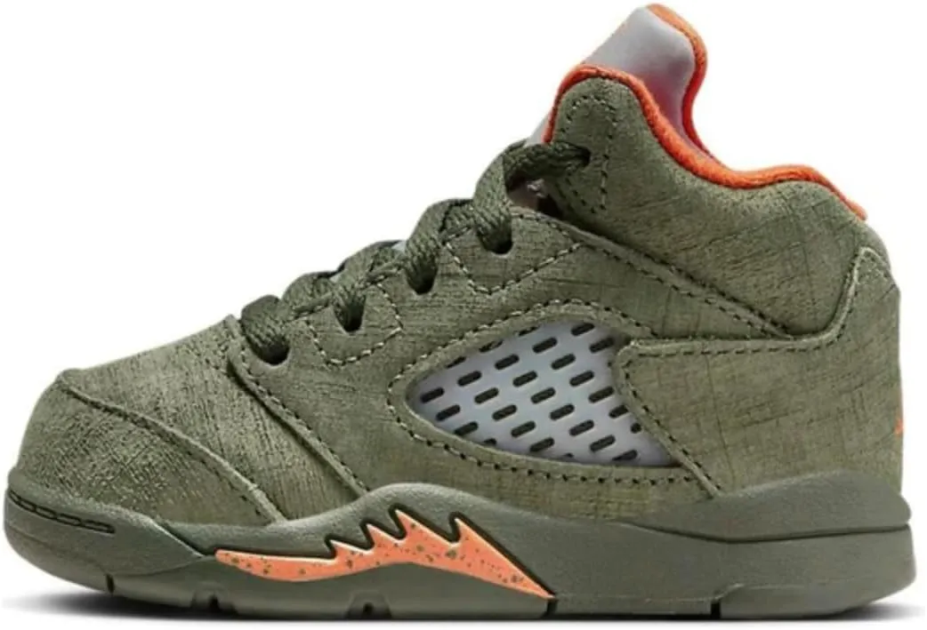 NIKE Toddler Air Jordan 5 Retro 'Olive' Army Olive/Solar Orange (440890 308) TD - Size 9c