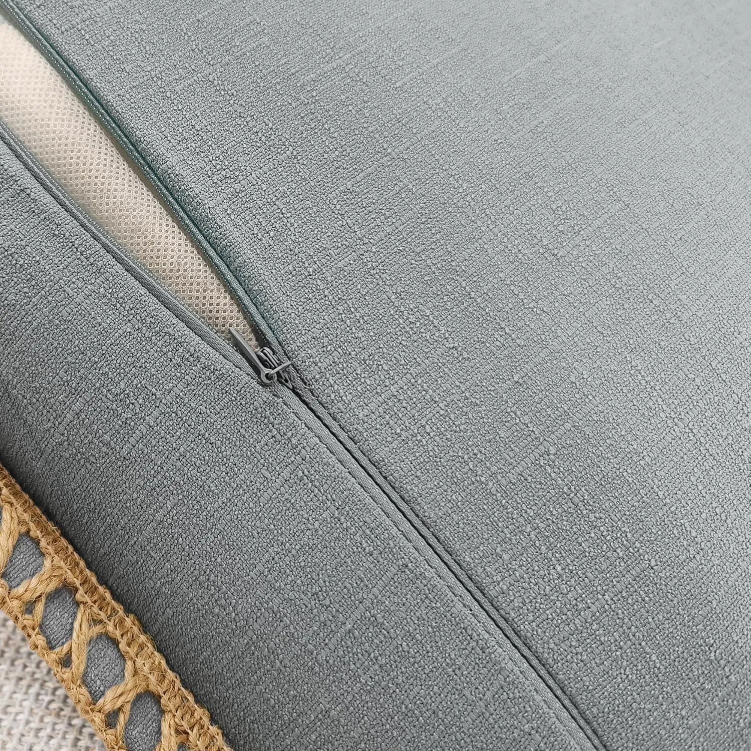 NordECO HOME Set of 2 Throw Pillow Covers - Burlap Linen Trimmed Tailored Edges Decorative Cushion Covers for Bed Home Decoration (2 Pieces, 22" x22", Concrete Grey)