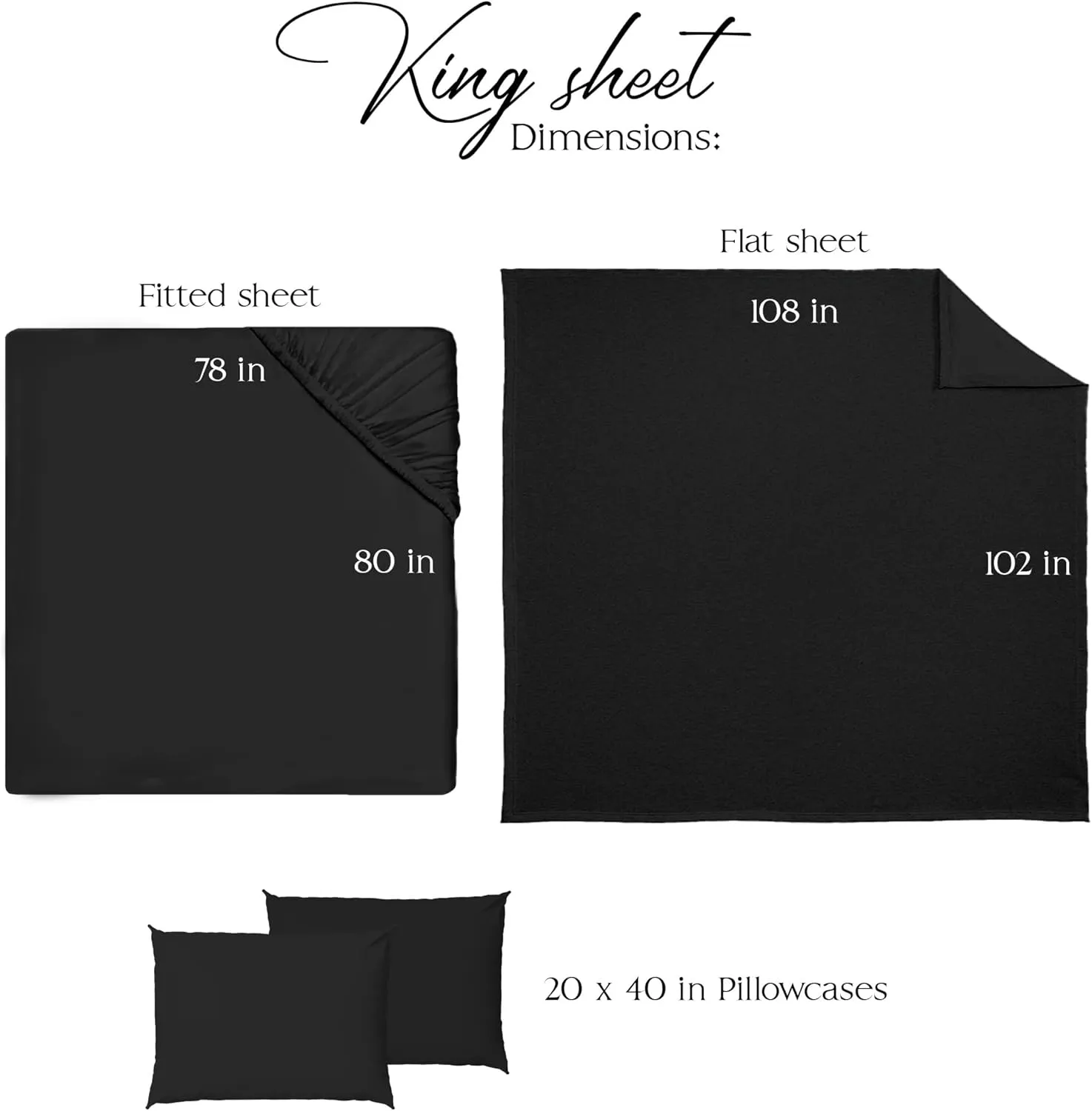Northwest Ashford Home Essentials Bedding, 4 Piece King Size Sheet Set, Stretch Limo Black