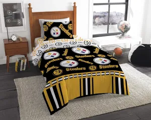Northwest The Company Officially Licensed NFL Pittsburgh Steelers Twin Bed in a Bag Set, 64" x 86", Yellow