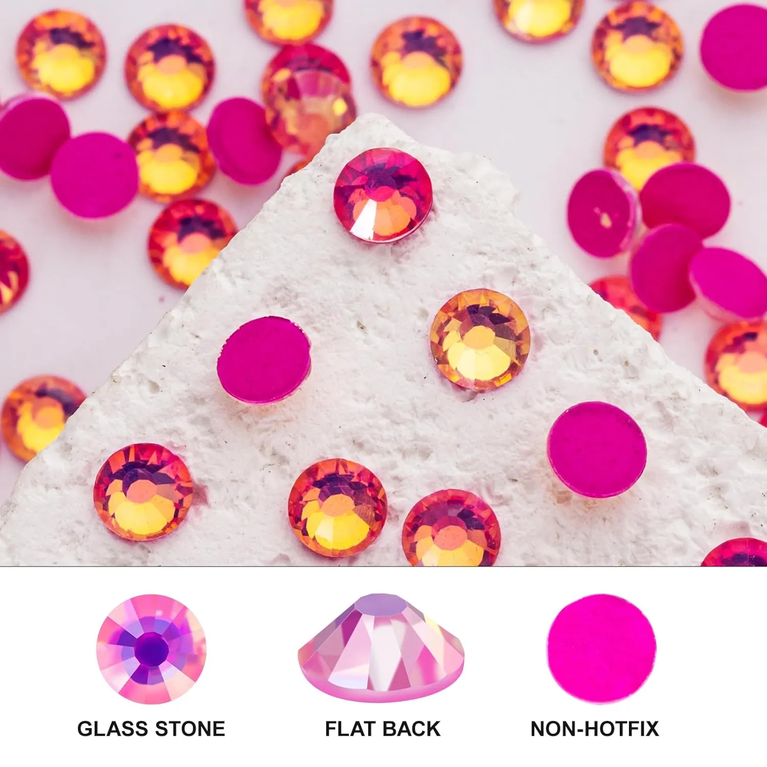 Novani 3000 Pieces Flatback Rhinestones Glass Round Gems F-Rose Crystals for Nail Art DIY Crafts Clothes Shoes,SS12,3.0-3.2mm