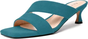NUMALEO Womens Dress Stylish Slip On Open Toe Suede Dating Kitten Low Heel Heeled Sandals 2 Inch