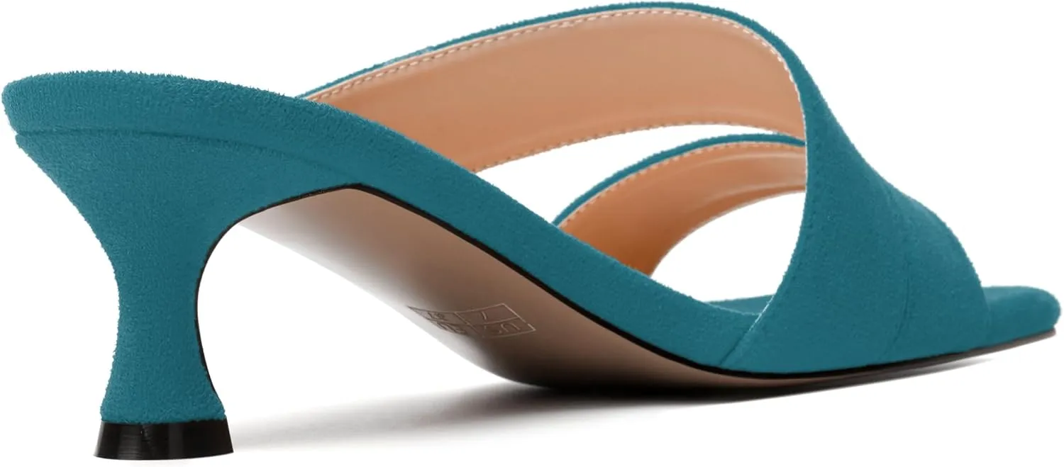 NUMALEO Womens Dress Stylish Slip On Open Toe Suede Dating Kitten Low Heel Heeled Sandals 2 Inch