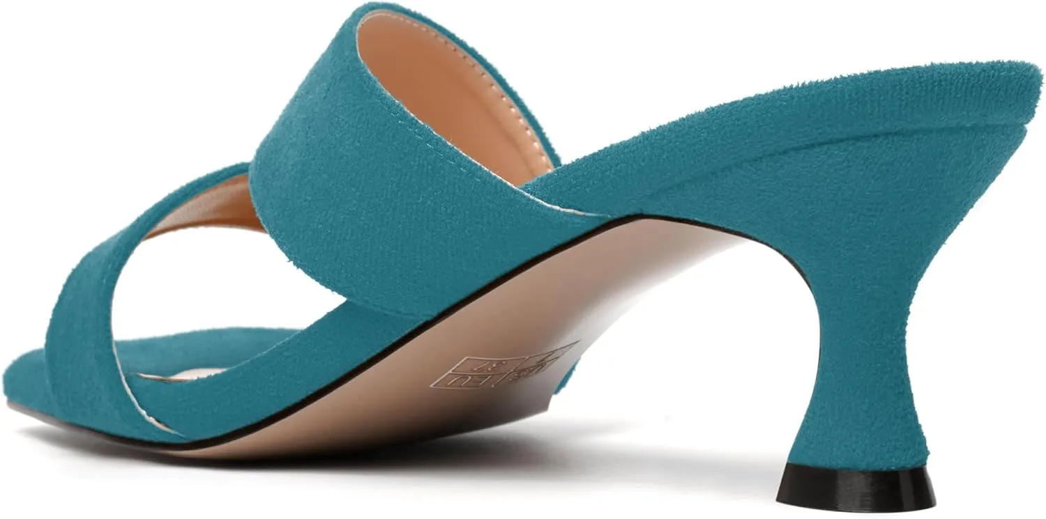 NUMALEO Womens Dress Stylish Slip On Open Toe Suede Dating Kitten Low Heel Heeled Sandals 2 Inch