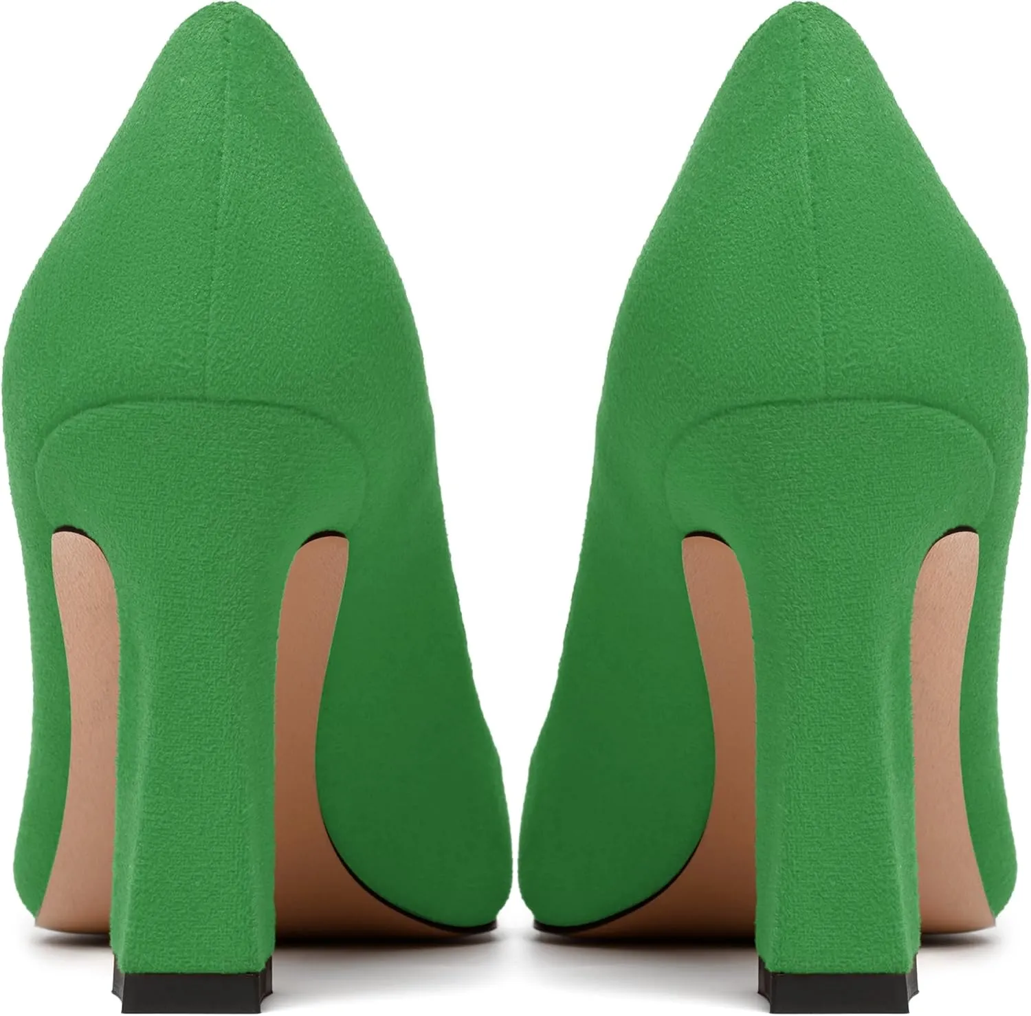 NUMALEO Womens Wedding Suede Fashion Round Toe Slip On Stylish Block High Heel Pumps Shoes 3.3 Inch