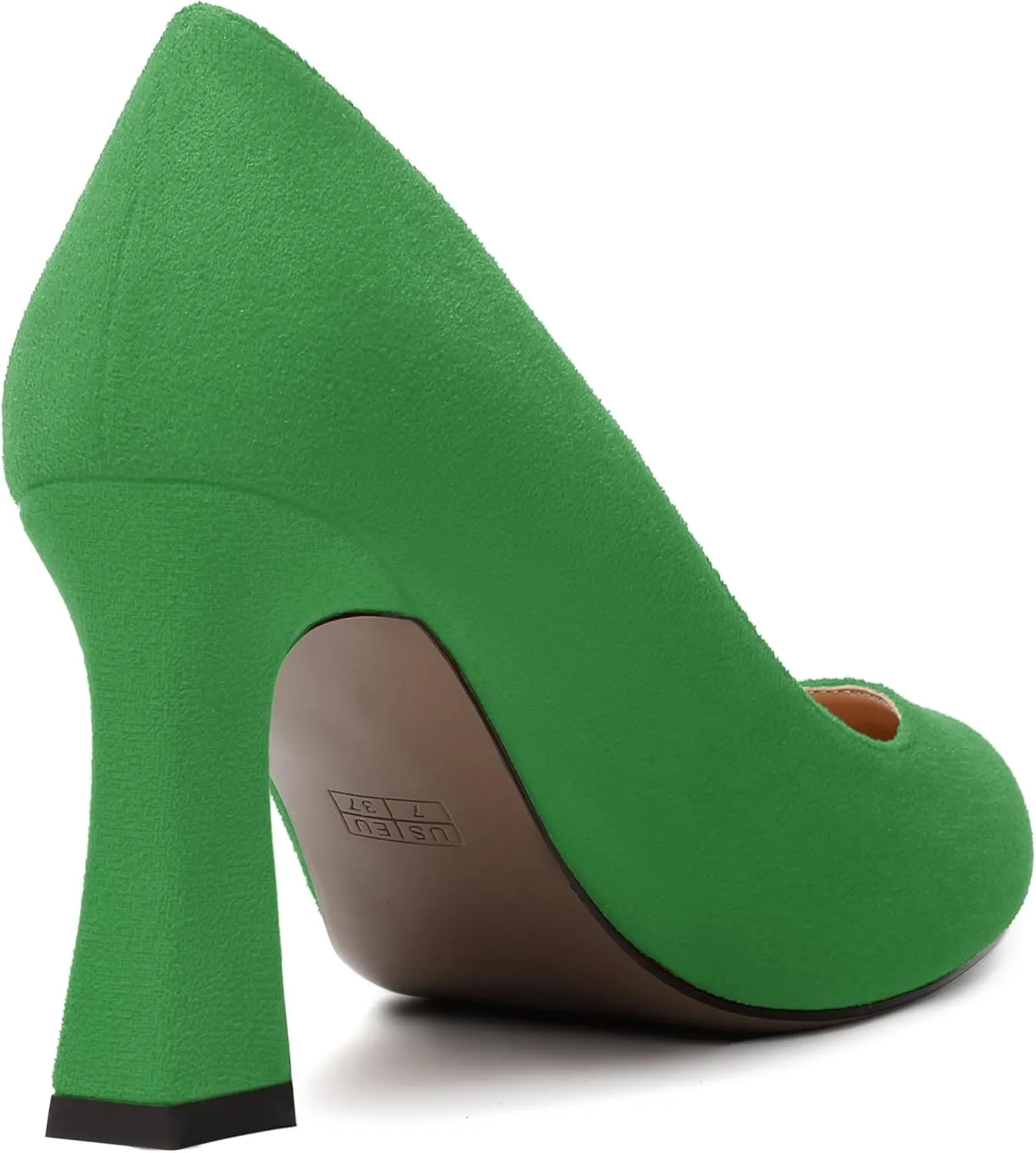 NUMALEO Womens Wedding Suede Fashion Round Toe Slip On Stylish Block High Heel Pumps Shoes 3.3 Inch