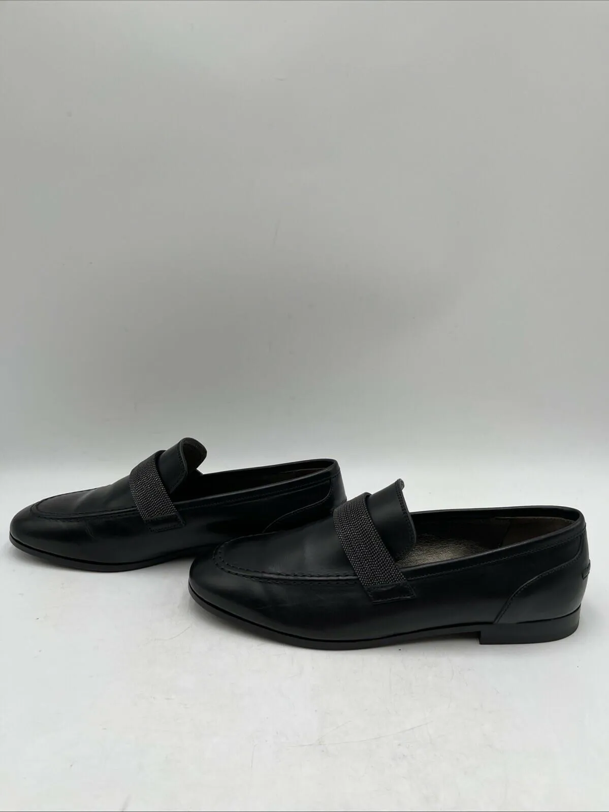 NWB Women’s Brunello Cucinelli Flat Leather Loafer Black Size 35.5