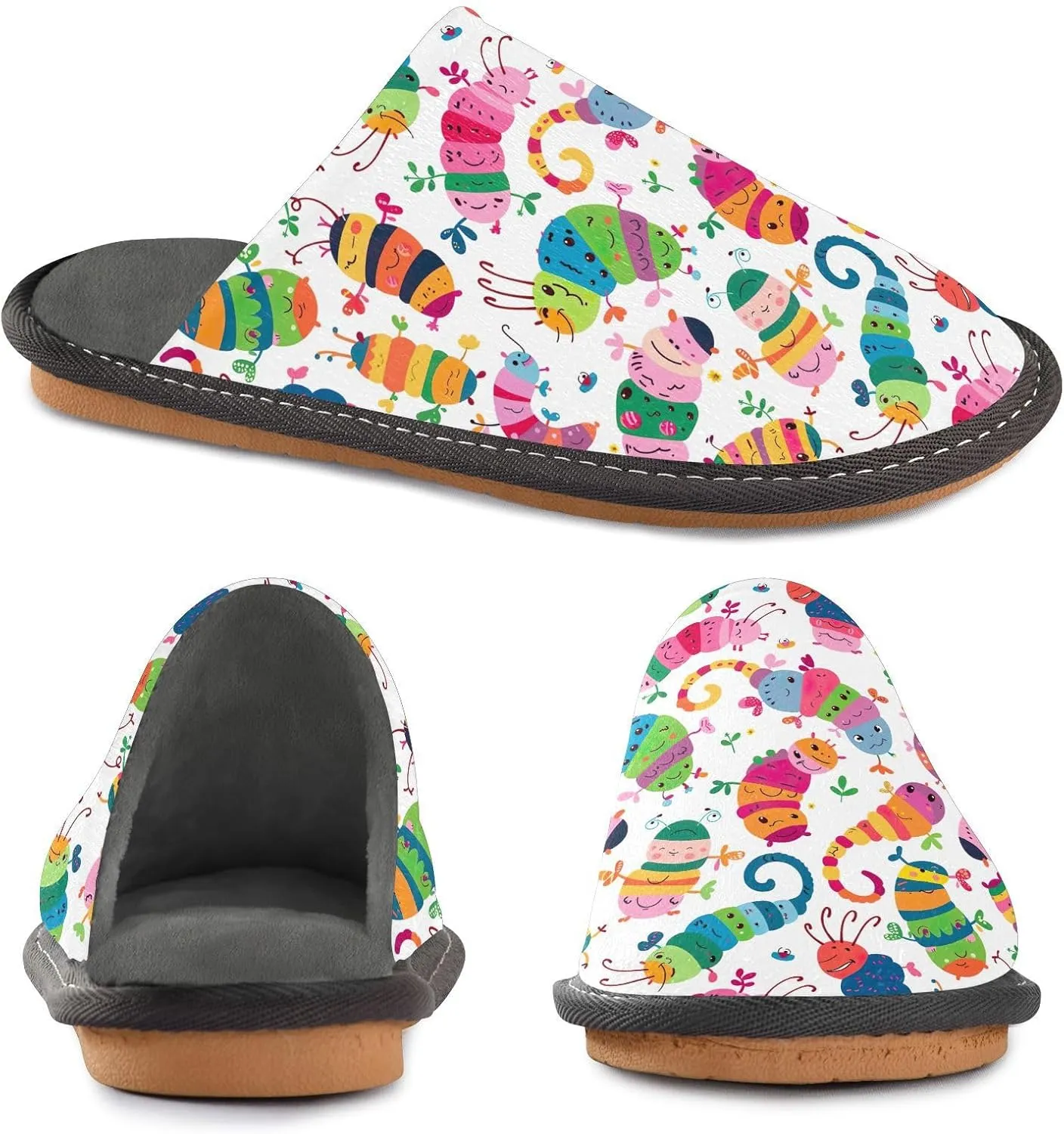 ODAWA Zebra Yellow Male Shoe House Slippers Memory Foam Plush Mens Slip on House Shoes