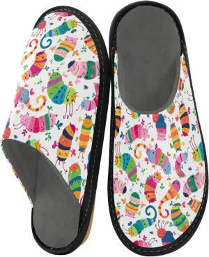 ODAWA Zebra Yellow Male Shoe House Slippers Memory Foam Plush Mens Slip on House Shoes