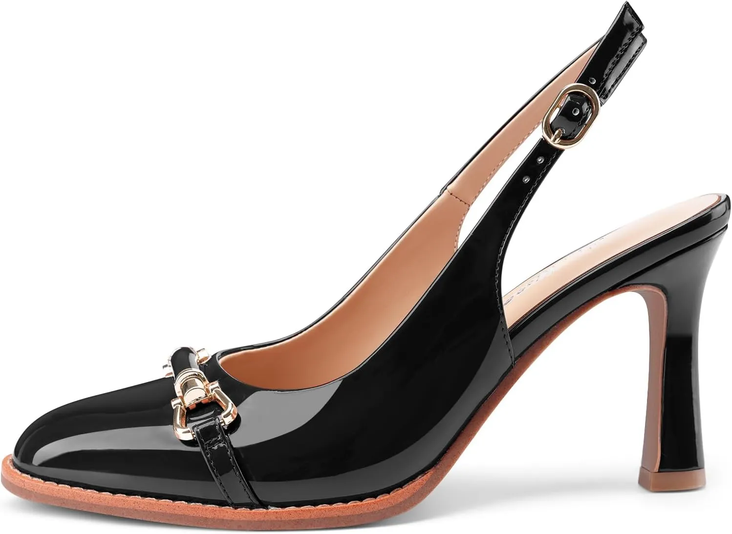 Oh Mispares Slingback Heels for Women Pointy Toe Stiletto High Heel Pumps Slip On Patent Leather Summer Wedding Party Dress Shoes