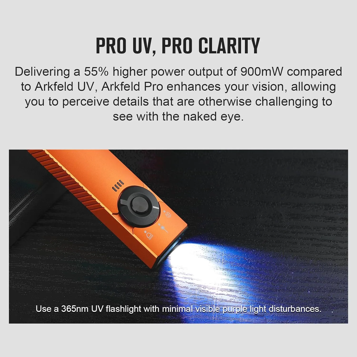 OLIGHT Arkfeld Pro Rechargeable EDC Flat Flashlight with Green Beam, UV and White LED Combo, 1300 Lumens Portable Pocket Lights, Triple Sources for Outdoors Emergency Working (Orange CW)