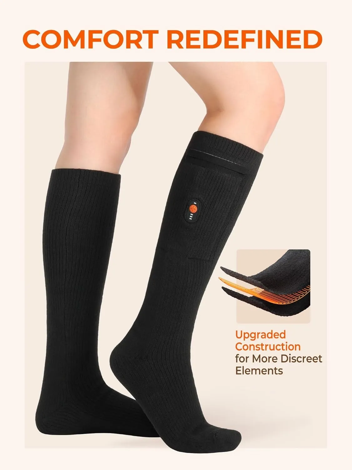 ORORO [Upgraded] Heated Socks for Men Women, Rechargeable Electric Socks for Cold Feet (Charger Not Included)