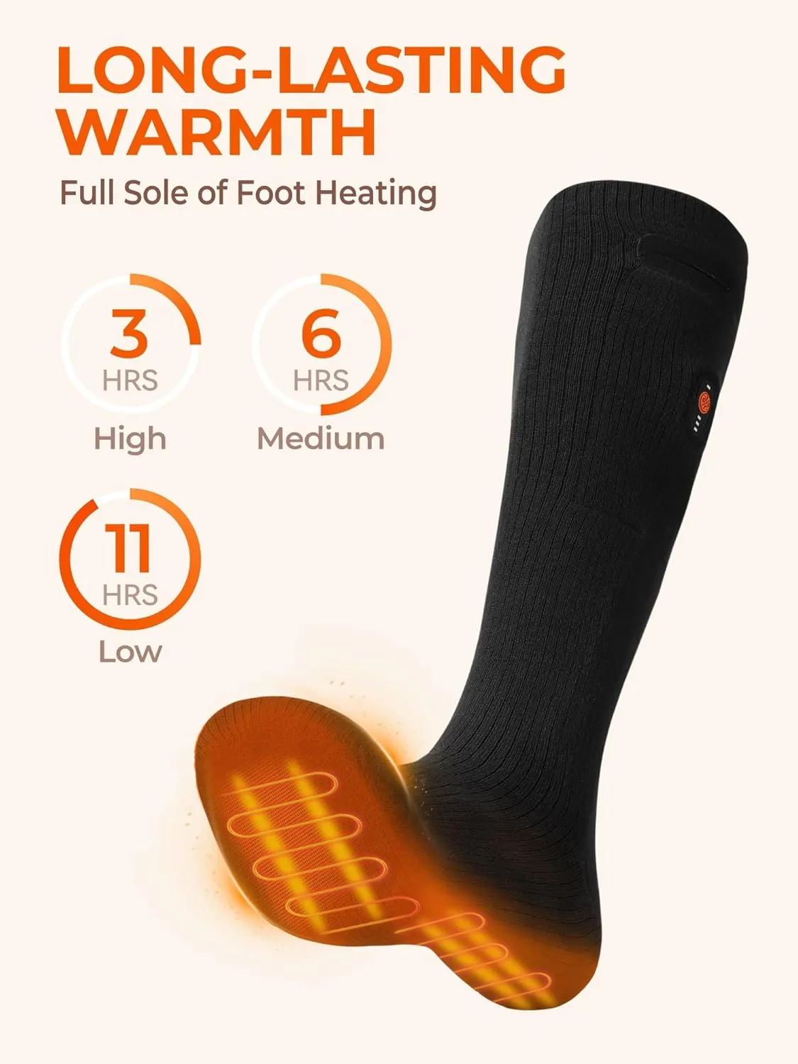 ORORO [Upgraded] Heated Socks for Men Women, Rechargeable Electric Socks for Cold Feet (Charger Not Included)