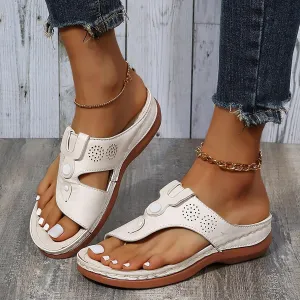 Orthopedic Sandals for Women Walking Slippers with Arch Support Anti-Slip Breathable Sandal Vintage Slip On Women's Orthotic Sandals Flip Flops Comfy Wedge Walking Sandals Women Dressy (White-G, 8.5)