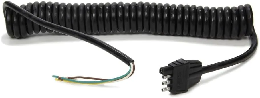 Part Synergy Replacement for Trailer Light Wiring Harness Trailer Side 4 Flat 11 ft Long Coiled Brake/Tail Light Harness Universal Trailer Each Direct Fit
