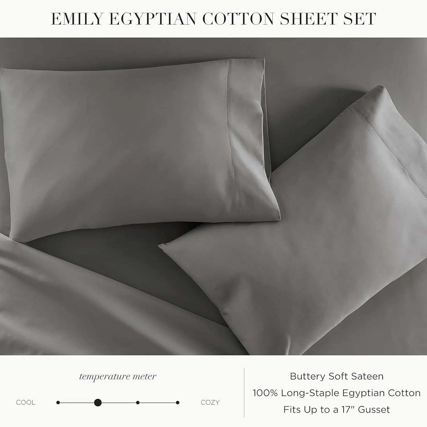 Peacock Alley Emily Sheet Sets - 100% Egyptian Cotton, 500 Thread Count Sateen Sheets for All Seasons - Dream at Home Collection - King, White