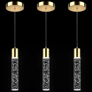 Pendant Lights Kitchen Island 3 Pack, 6500K Modern Kitchen Island Lights Ceiling Lighting Fixtures with Crystal Bubble, Integrated LED Cold White Hanging Light Dining Room Light Brushed Gold