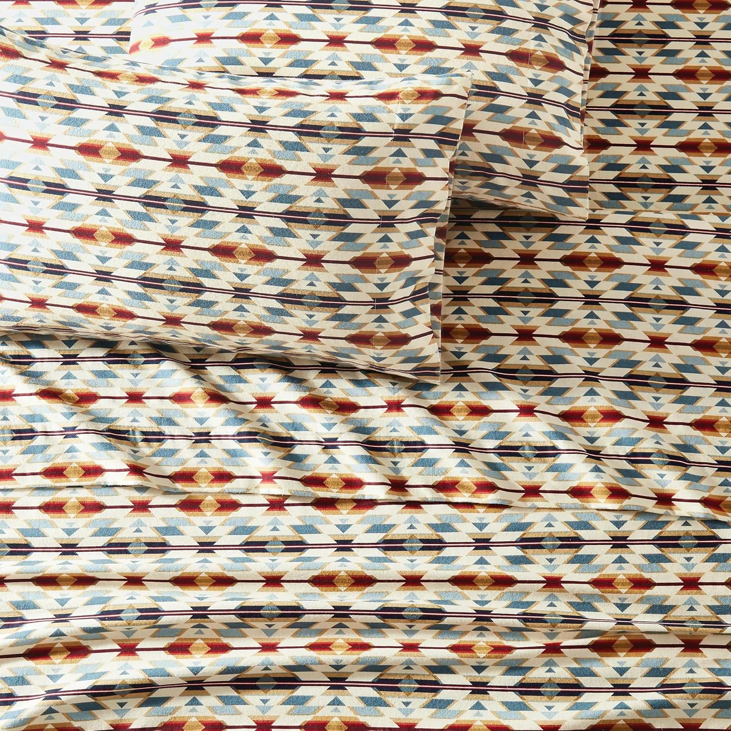 PENDLETON Prairie Springs Flannel Sheet Set - 100% Cotton, Western-Inspired Jacquard Design