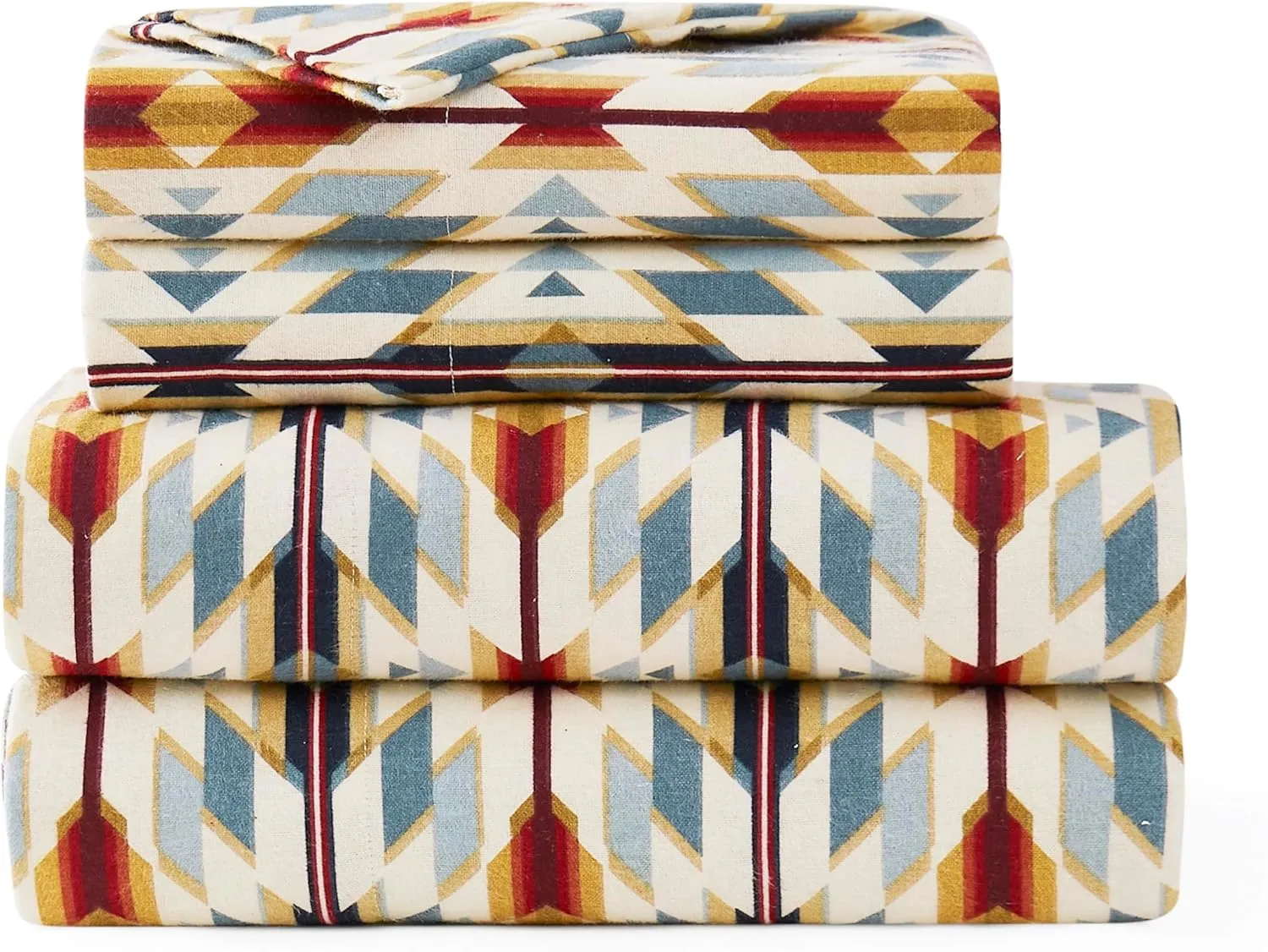 PENDLETON Prairie Springs Flannel Sheet Set - 100% Cotton, Western-Inspired Jacquard Design