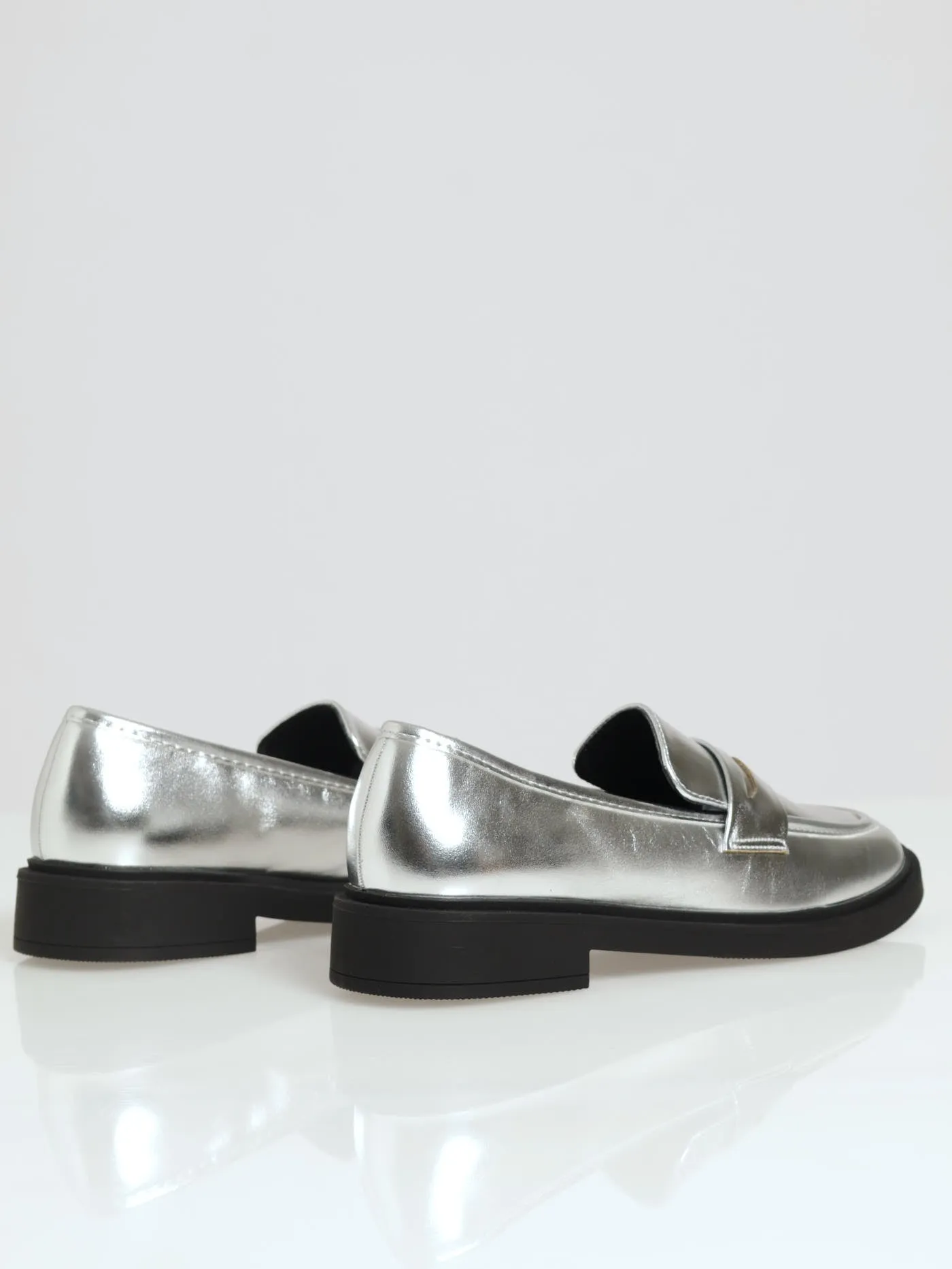 Penny Mock Metallic Loafer - Silver
