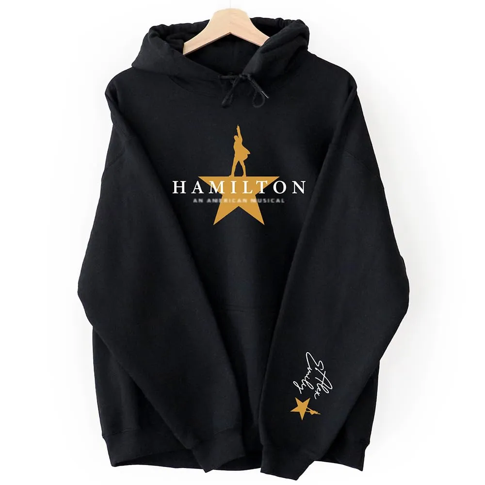 Personalized Musical Hamilton Hoodies | Custom Name on Sleeve Hamilton Theatre Sweatshirt | Customized Hamilton Merch | Gifts for Hamilton Lovers