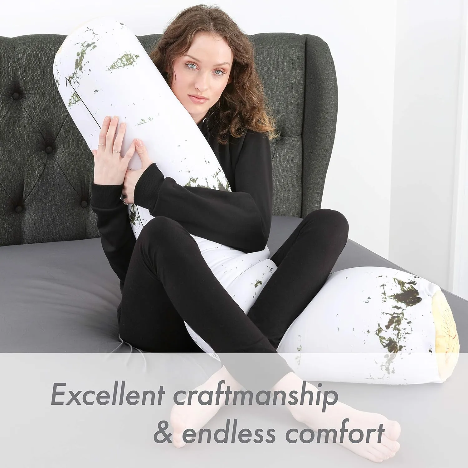 PILLOWY Log Birch Microbead Body Pillow - Straight Long Pillows for Comfort or Use During Pregnancy- Spandex 85% / Nylon 15% - Spongy Cooling Hypoallergenic Outer Fabric - 50" X 8" - Side Sleepers