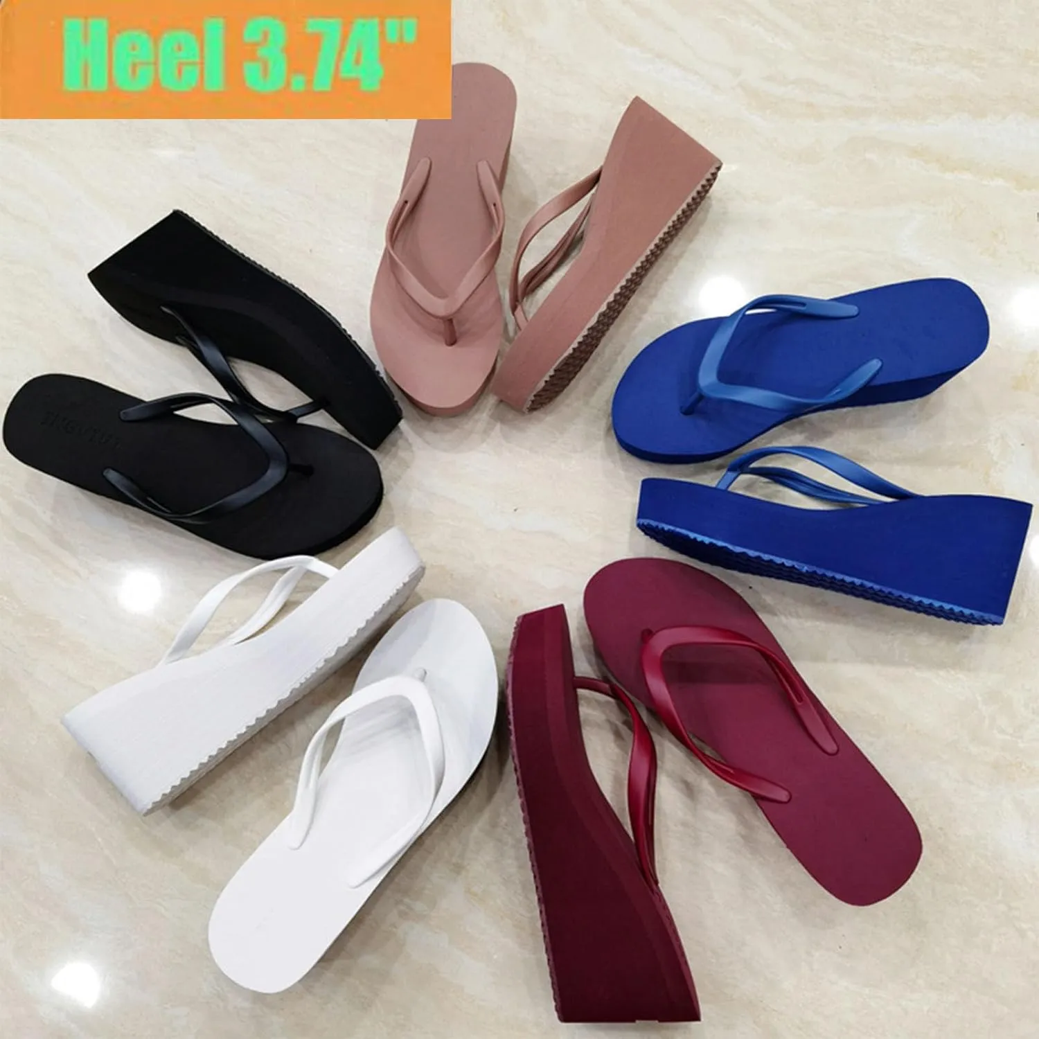Platform flip flops for women,Wedges Platform Sandals Slip on Platform Flip-Flops, Summer Beach Nonslip Comfort Casual Thong Sandal