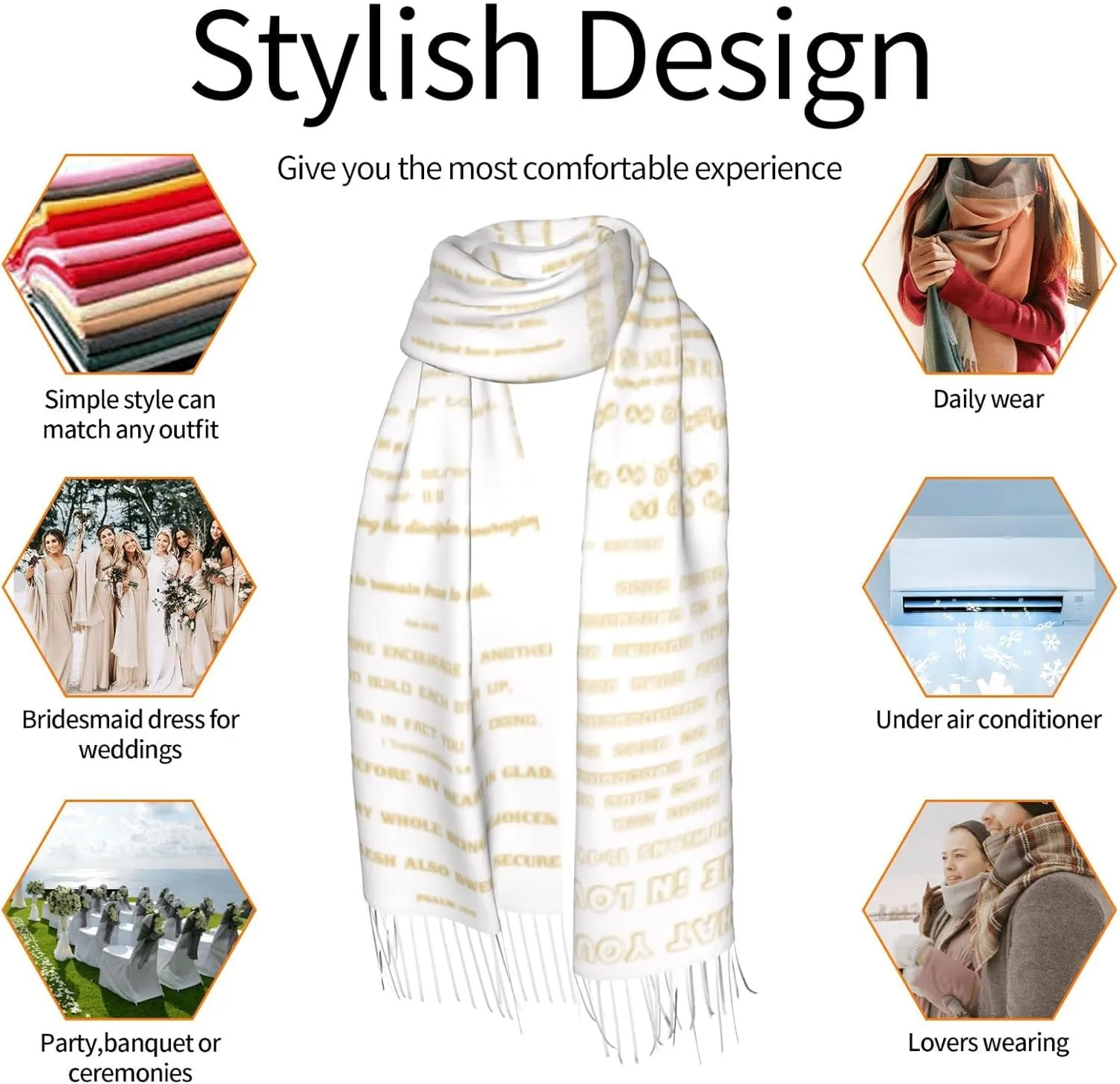 Presents for Women,White Religious Christian Jesus Loves Me Bible Verse Fringe Pashmina Shawl Wrap for Bridal Wedding Party