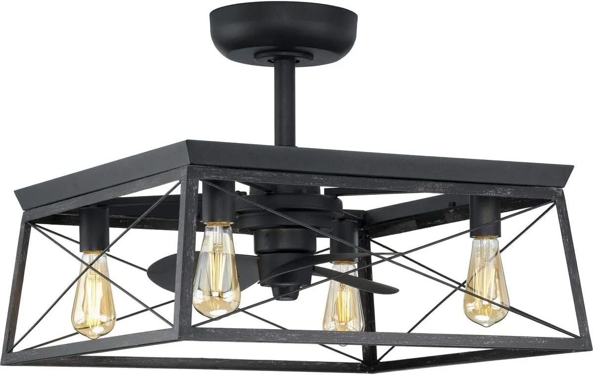 Progress Lighting Briarwood Collection 22-Inch 3-Blade AC Motor Farmhouse Ceiling Fan Matte Black, 17.00x22.00x22.00