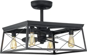 Progress Lighting Briarwood Collection 22-Inch 3-Blade AC Motor Farmhouse Ceiling Fan Matte Black, 17.00x22.00x22.00