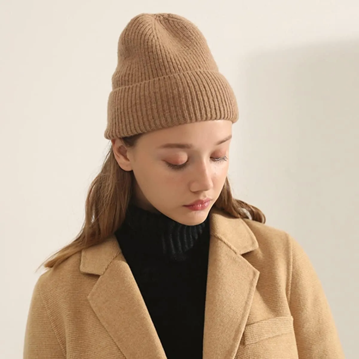 Pure Cashmere Fisherman Ribbed Beanie Hat Skull Cap for Women Men Unisex in 3ply Yarns, Made by Prime Cashmere Yarns