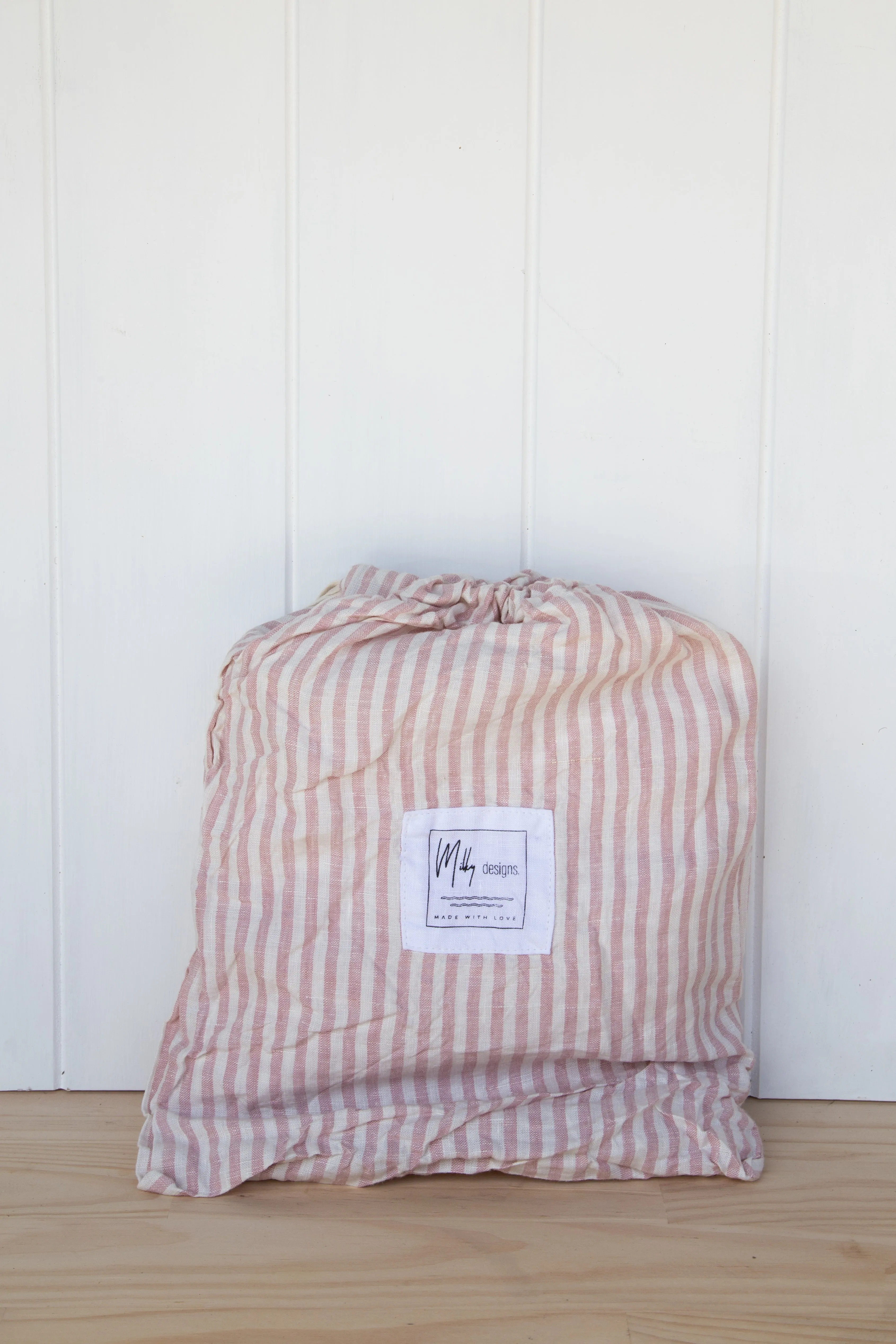 Pure Linen Sheets | PINK STRIPE | S & KS