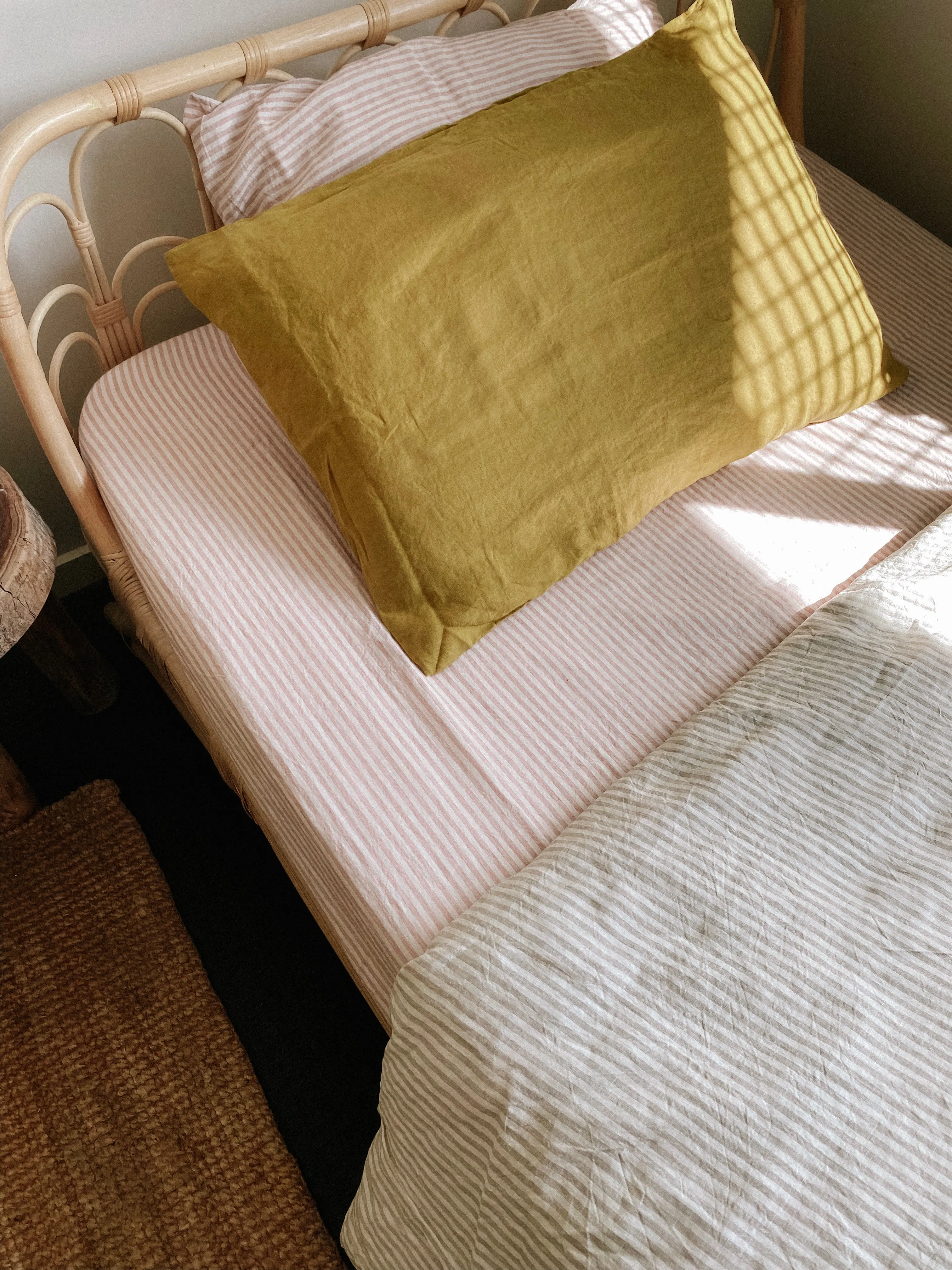Pure Linen Sheets | PINK STRIPE | S & KS