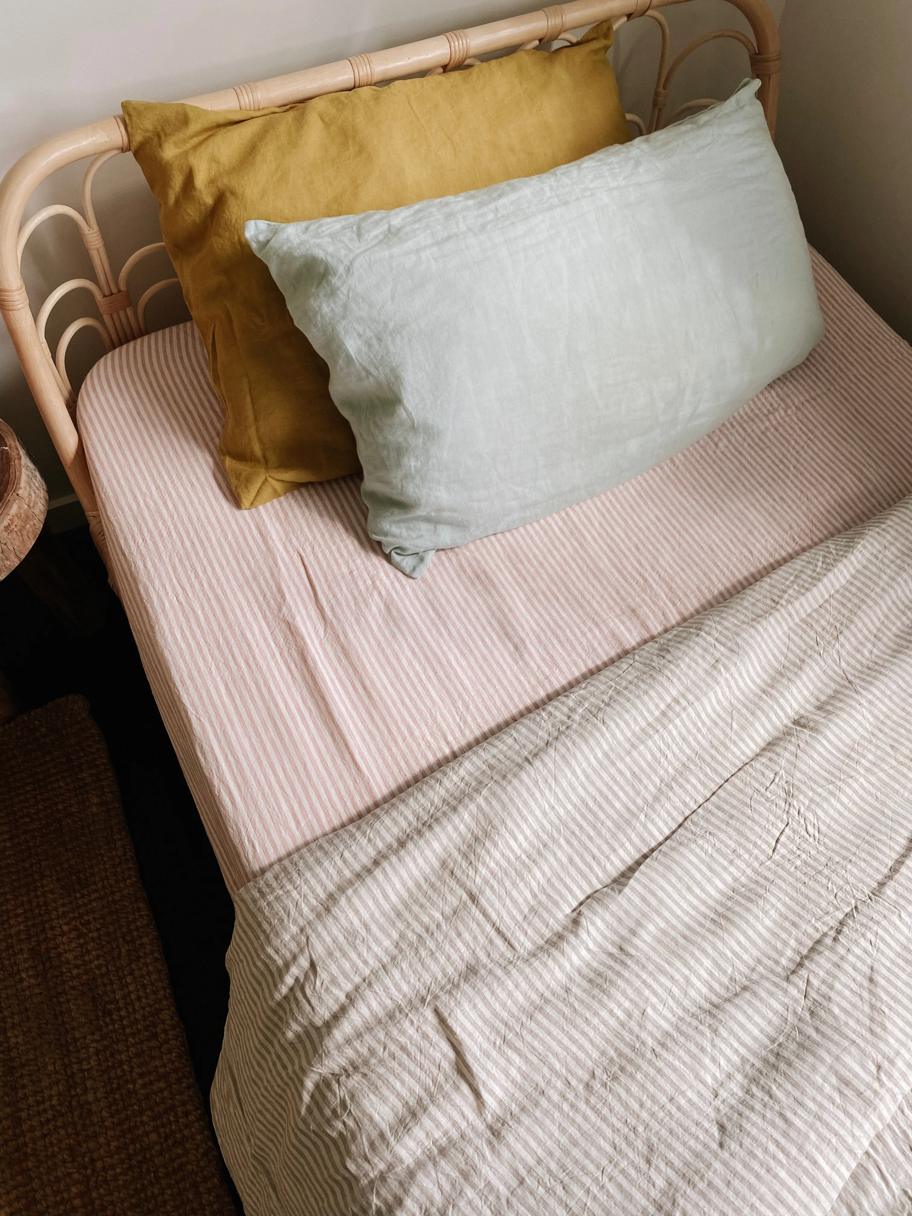 Pure Linen Sheets | PINK STRIPE | S & KS