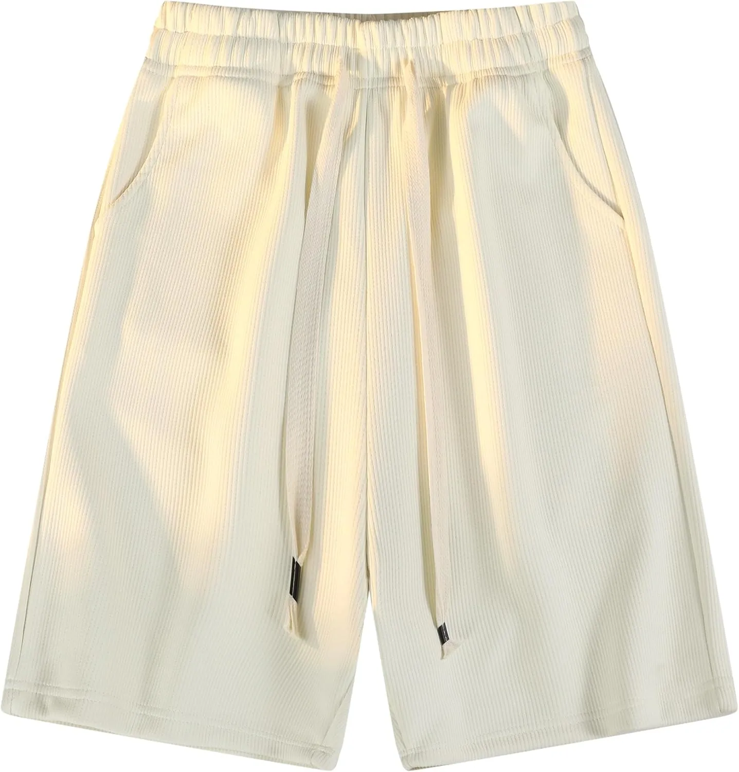 Pursky Men's Shorts Casual Elastic Waist Shorts Flat Front Short Athletic Pants with Pockets