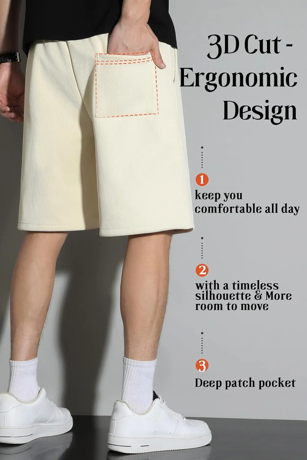 Pursky Men's Shorts Casual Elastic Waist Shorts Flat Front Short Athletic Pants with Pockets