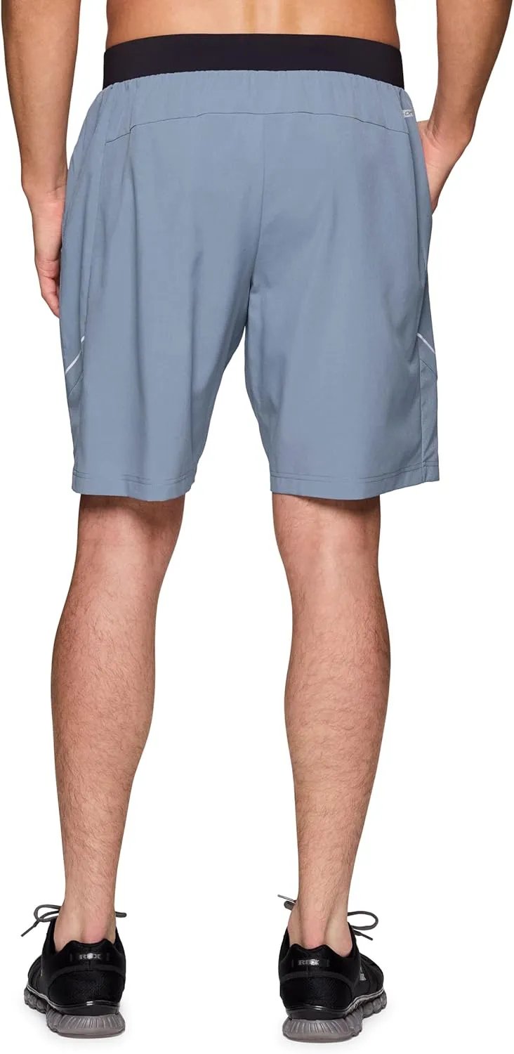 RBX Activewear Workout Shorts for Men, Quick Drying Woven Running Basketball Shorts with Flat Waistband, 9" Inseam