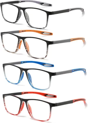 Reading Glasses Men 2 Pairs Sports Style Comfortable and Flexible Blue Light Blocking Readers for Men