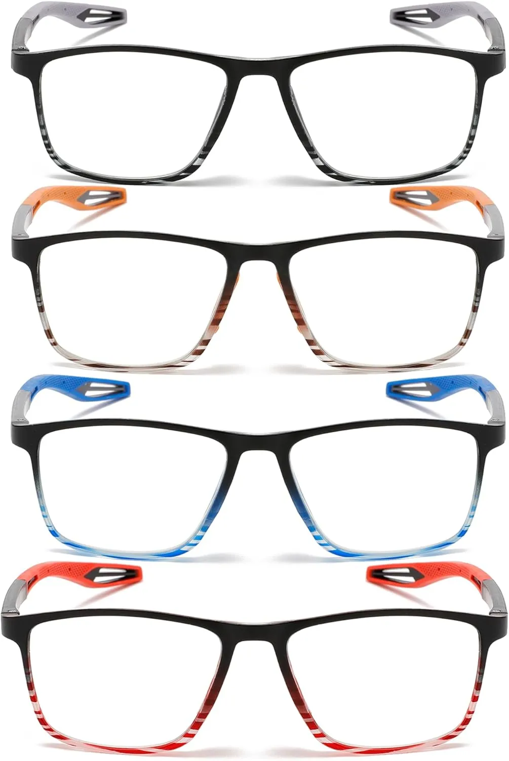Reading Glasses Men 2 Pairs Sports Style Comfortable and Flexible Blue Light Blocking Readers for Men