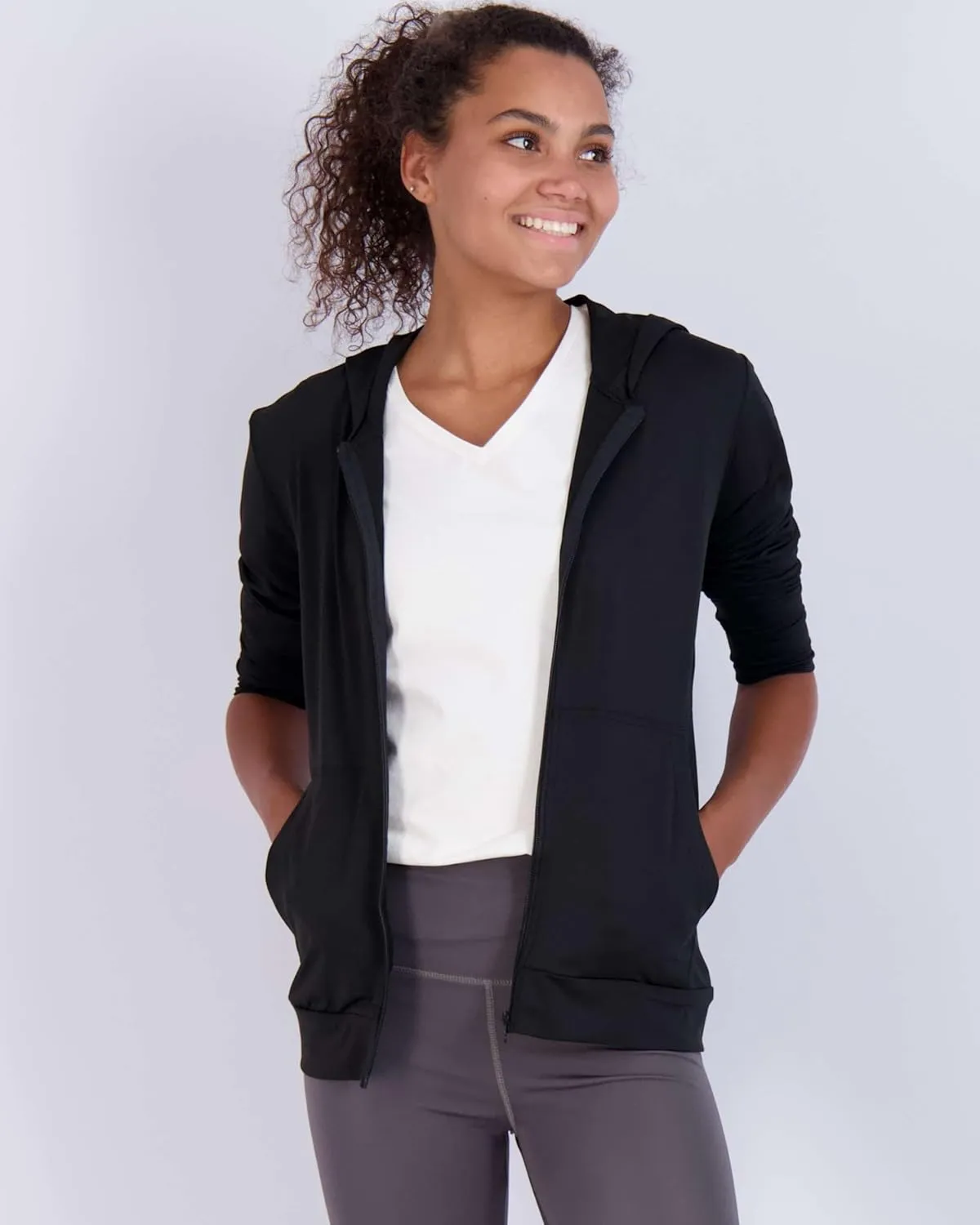 Real Essentials 3 Pack: Womens Dry-Fit Long Sleeve Quarter Zip & Full Zip Up Hoodie Workout Jacket (Available in Plus)