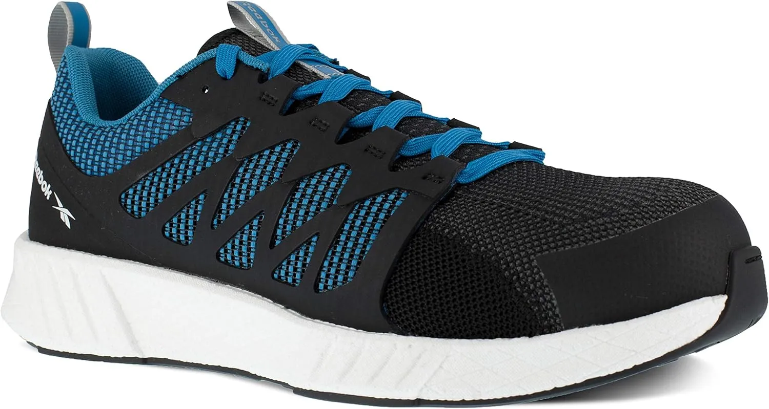 Reebok Work Men's RB4314 Fusion Flexweave Safety Composite Toe Athletic Work Shoe Black and Blue, 16