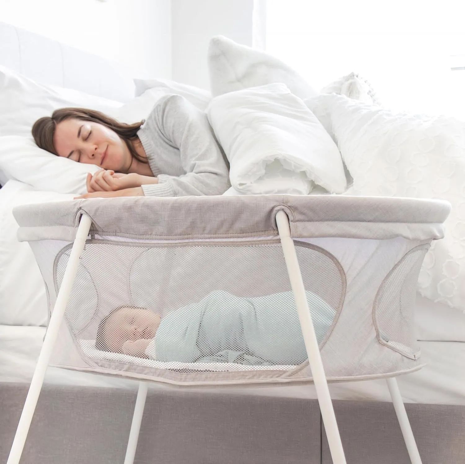 Regalo Baby Basics™ Infant Bassinet, Gray, Portable and Collapsible, Includes Padded Insert