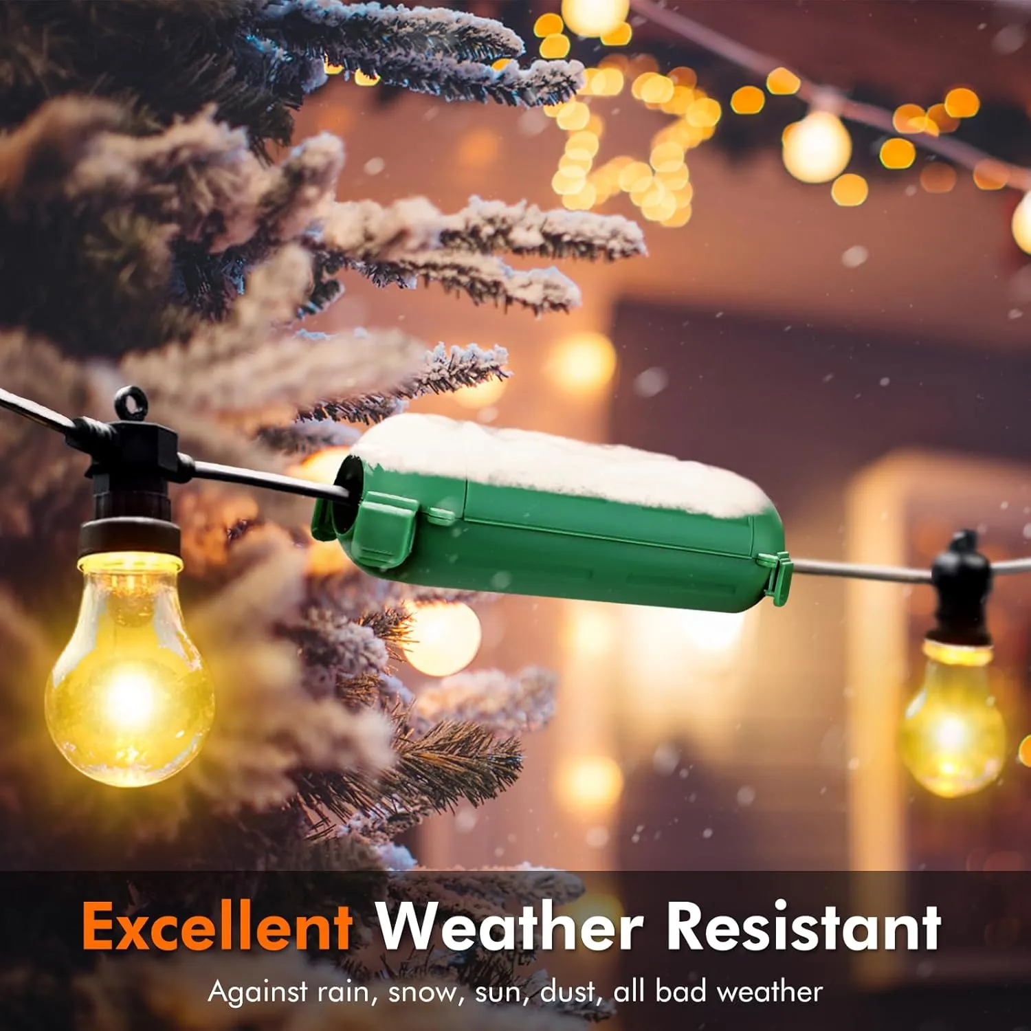 Restmo 4 Pack Compact Outdoor Extension Cord Cover, IP44 Waterproof Box and Safety Housing Case, Ideal to Protect Outdoor Plugs, Electrical Connections, Holiday Decoration Lights, Size Small, Green