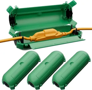 Restmo 4 Pack Compact Outdoor Extension Cord Cover, IP44 Waterproof Box and Safety Housing Case, Ideal to Protect Outdoor Plugs, Electrical Connections, Holiday Decoration Lights, Size Small, Green