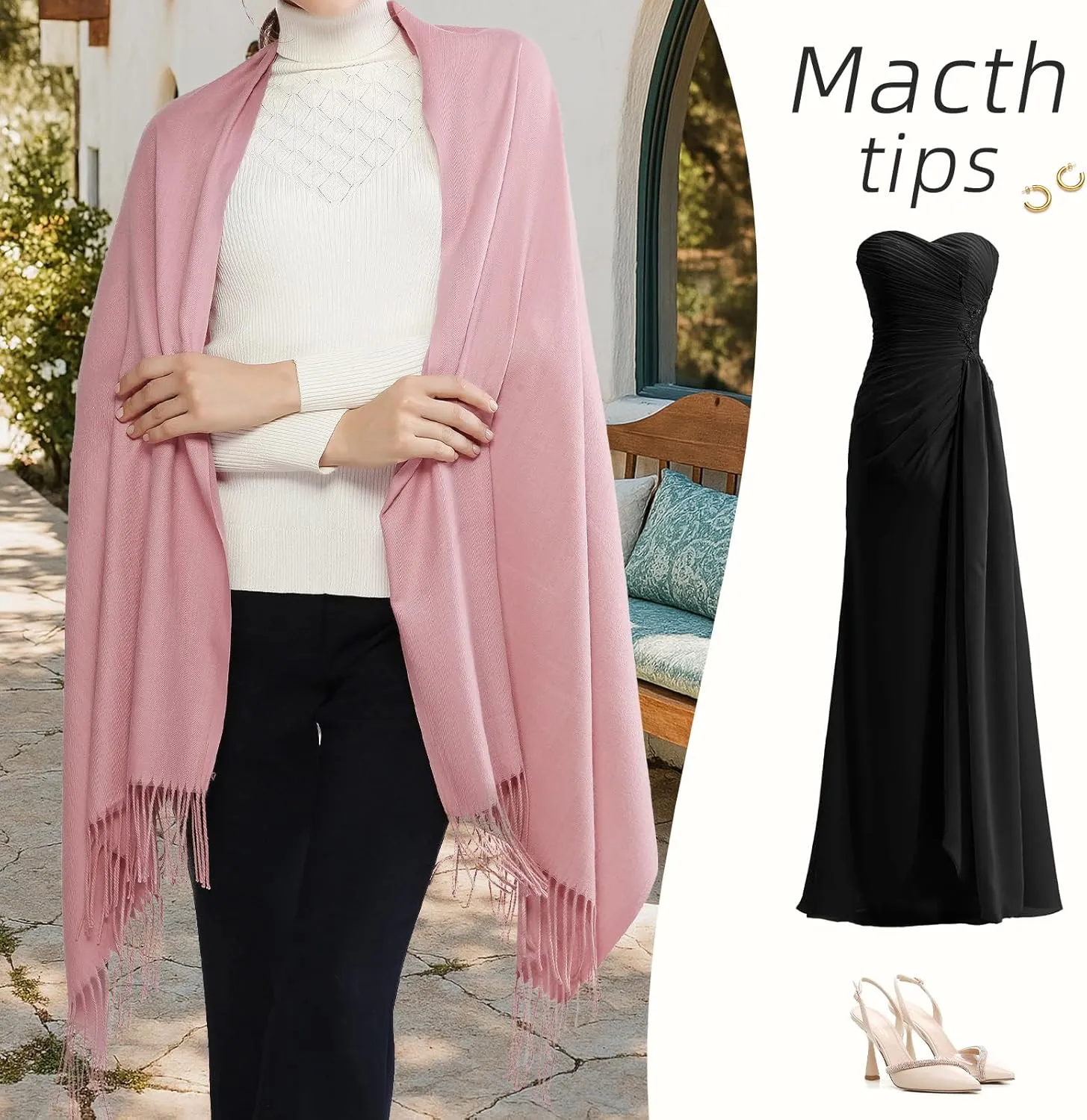 RIIQIICHY Women's Scarf Pashmina Shawls and Wraps for Evening Dress Bridesmaid Wedding Bridal Winter Warm Long Large Scarves