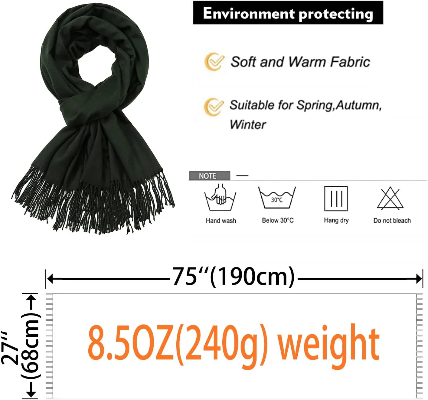 RIIQIICHY Women's Scarf Pashmina Shawls and Wraps for Evening Dress Bridesmaid Wedding Bridal Winter Warm Long Large Scarves