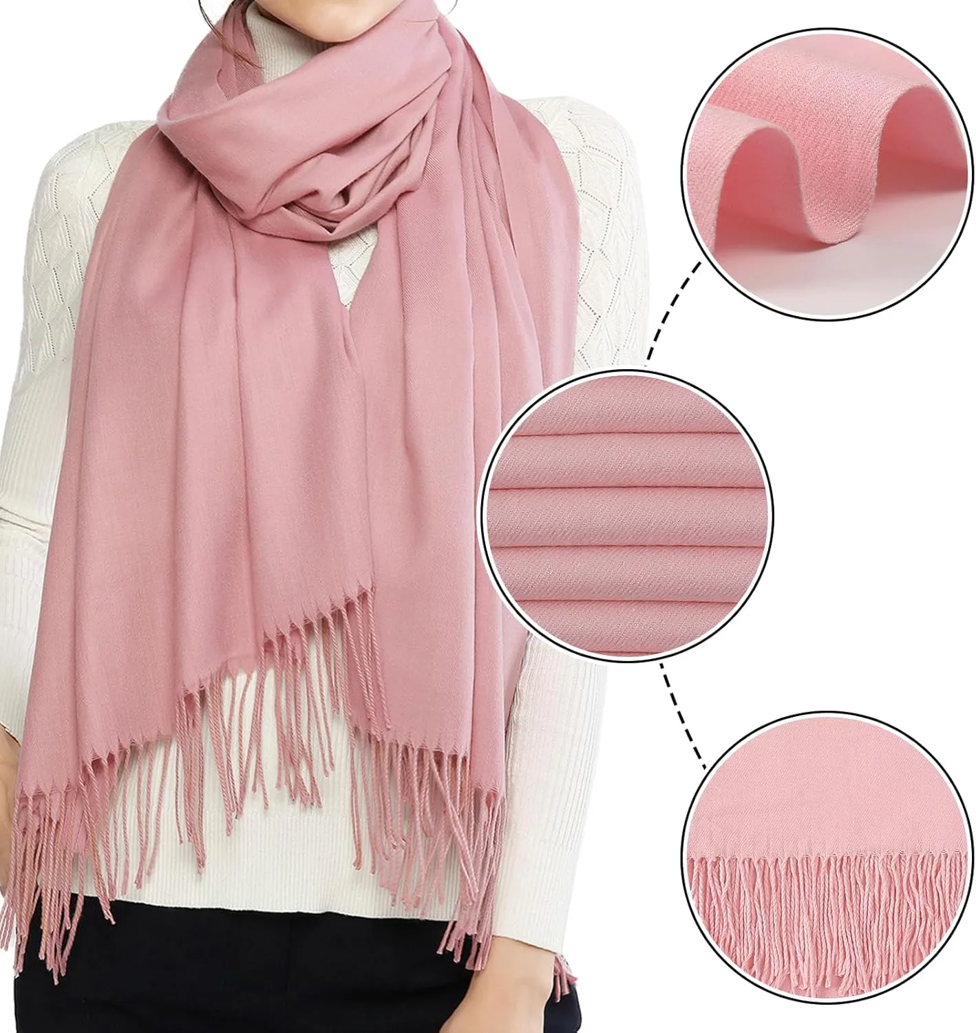 RIIQIICHY Women's Scarf Pashmina Shawls and Wraps for Evening Dress Bridesmaid Wedding Bridal Winter Warm Long Large Scarves