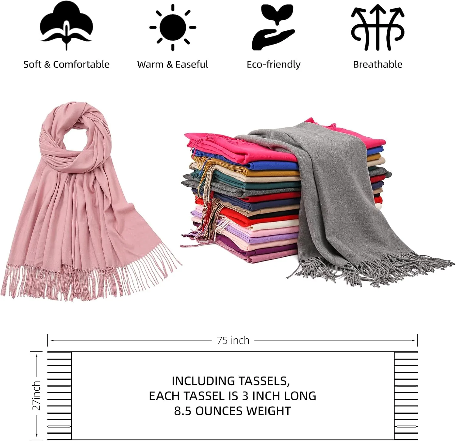 RIIQIICHY Women's Scarf Pashmina Shawls and Wraps for Evening Dress Bridesmaid Wedding Bridal Winter Warm Long Large Scarves